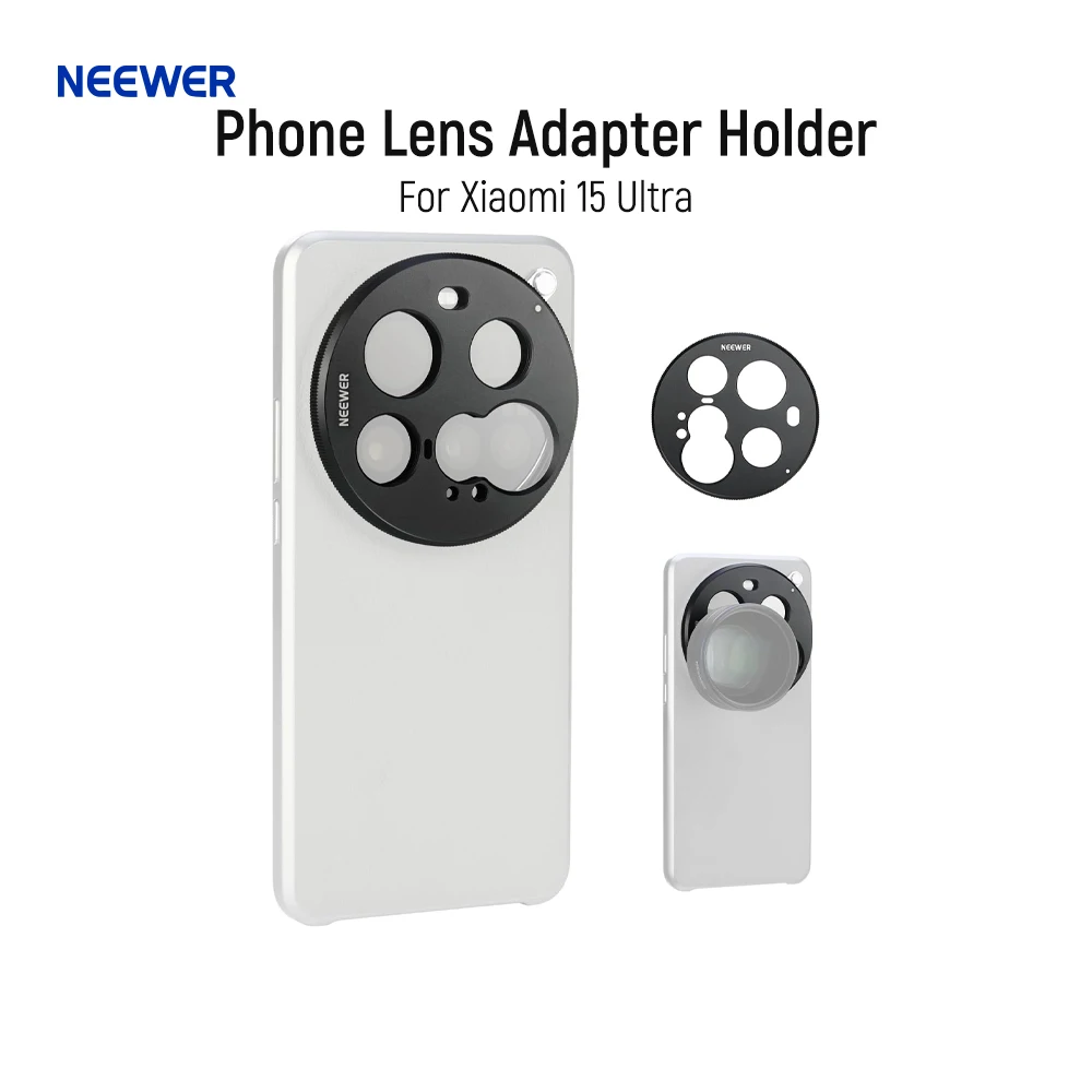 Задняя панель объектива NEEWER, держатель адаптера объектива телефона с резьбой 17 мм из алюминиевого сплава для основных и телеобъективов для Xiaomi 15 Ultra
Задняя панель объектива NEEWER, держатель адаптера объектива телефона с резьбой 17 мм из алюминиевого сплава для основных и телеобъективов для Xiaomi 15 Ultra