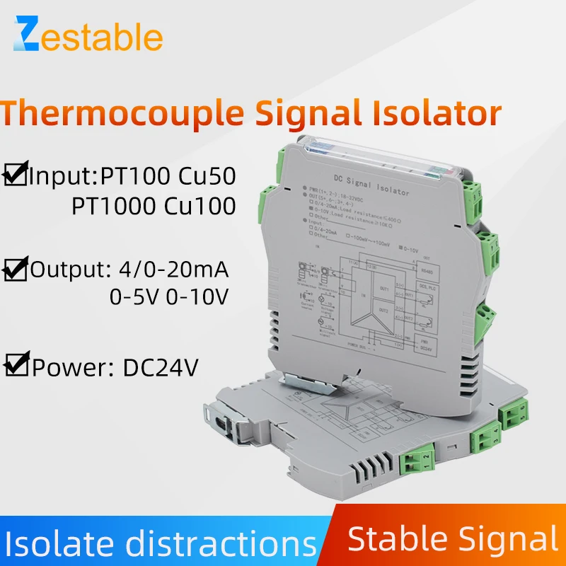 PT100 PT1000 RTD Thermal Resistance Temperature Signal Input Converter 4-20mA 0-10V Output Signal Isolator 
PT100 PT1000 RTD Thermal Resistance Temperature Signal Input Converter 4-20mA 0-10V Output Signal Isolator