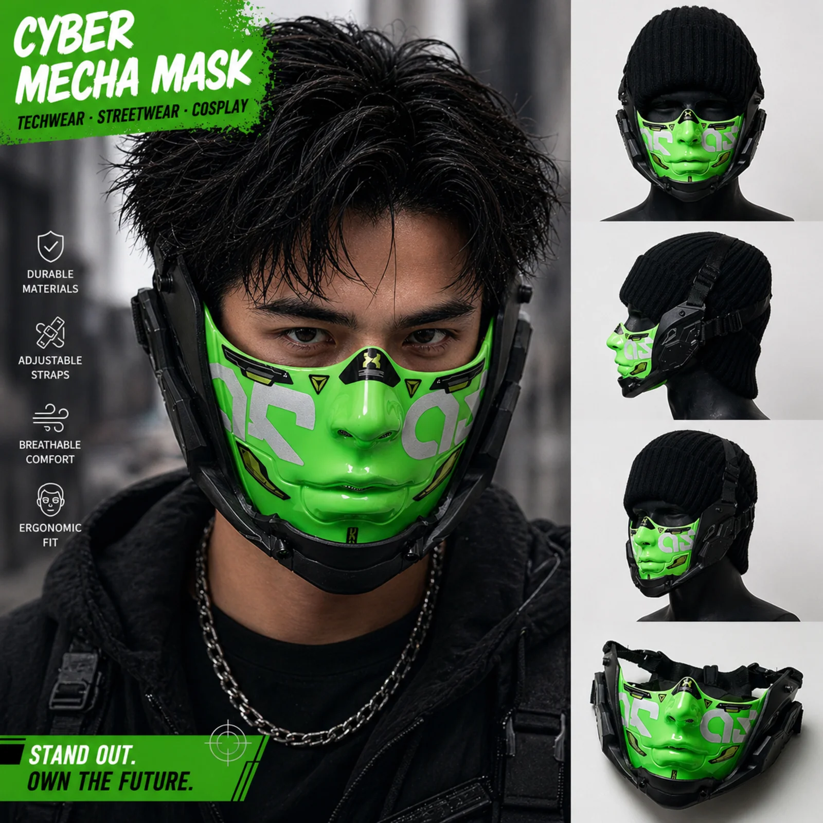 Cyberpunk Half Face Mask Mecha Style Halloween Cosplay Mask Adjustable Straps Breathable Comfort Party Costume Unisex Face Cover
Cyberpunk Half Face Mask Mecha Style Halloween Cosplay Mask Adjustable Straps Breathable Comfort Party Costume Unisex Face Cover