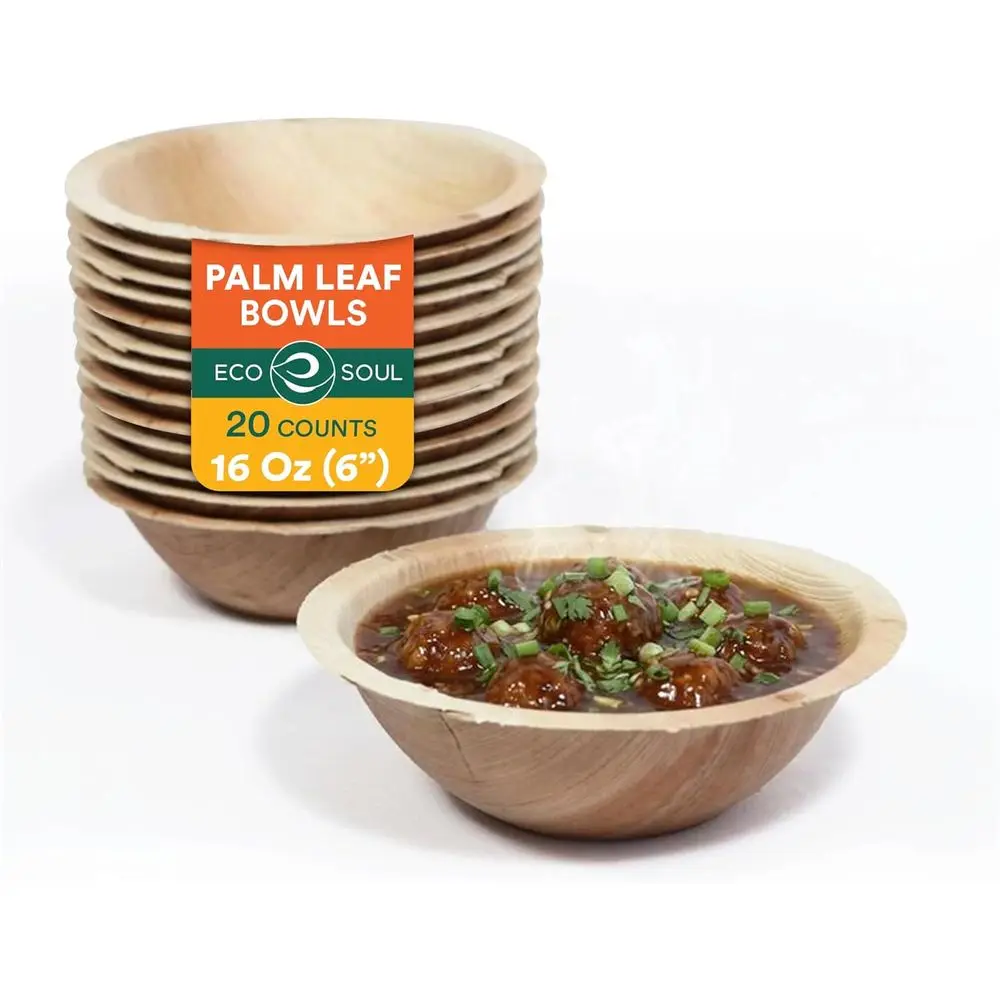 16 Oz Natural Biodegradable Palm Leaf Bowls, 20 Pack, Heavy Duty Compostable Tableware for Parties and Catering
16 Oz Natural Biodegradable Palm Leaf Bowls, 20 Pack, Heavy Duty Compostable Tableware for Parties and Catering