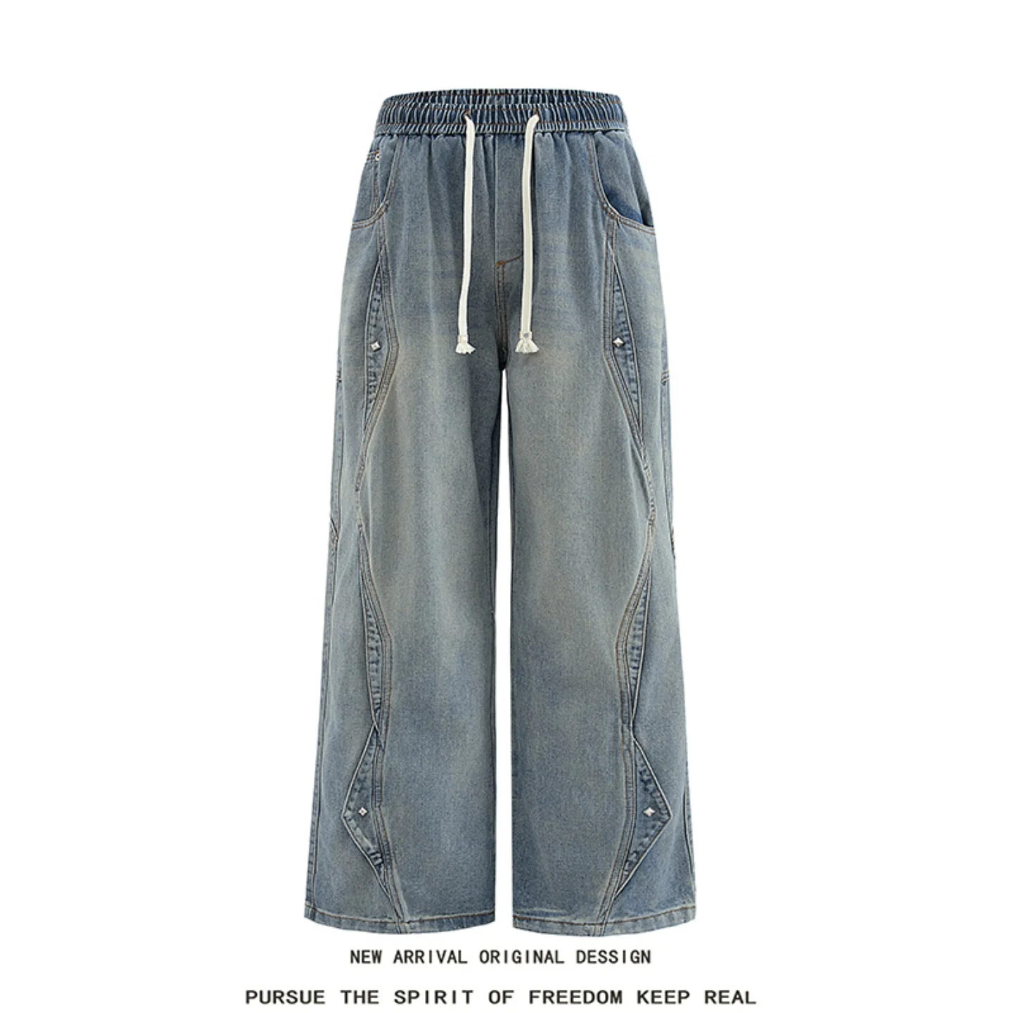 American Street Style Deconstructed Design Workwear Jeans Men's Washed Vintage Rivet Splicing Wide Leg Straight Long Pants
American Street Style Deconstructed Design Workwear Jeans Men's Washed Vintage Rivet Splicing Wide Leg Straight Long Pants