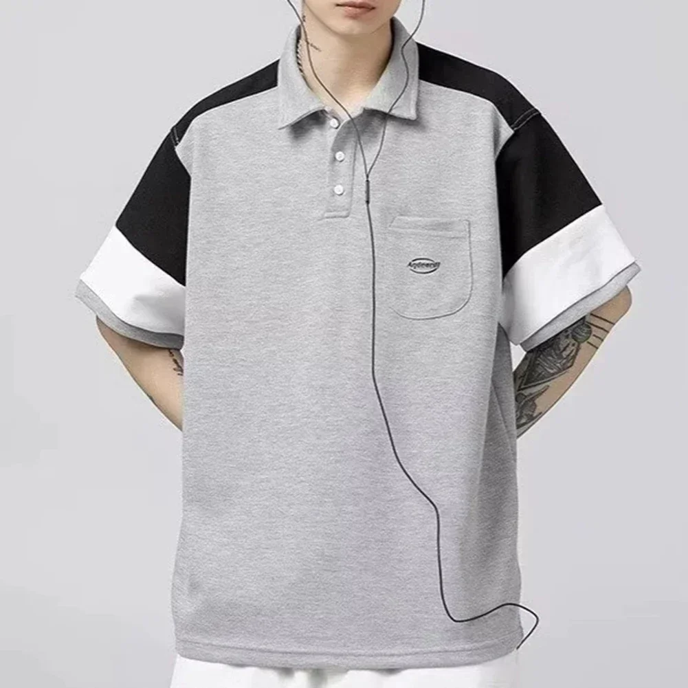 Casual Short Sleeve Contrast Color Tops Casual Outing Lapel Neckline Polyester Fabric Regular Clothing Length Short Sleeve Style
Casual Short Sleeve Contrast Color Tops Casual Outing Lapel Neckline Polyester Fabric Regular Clothing Length Short Sleeve Style