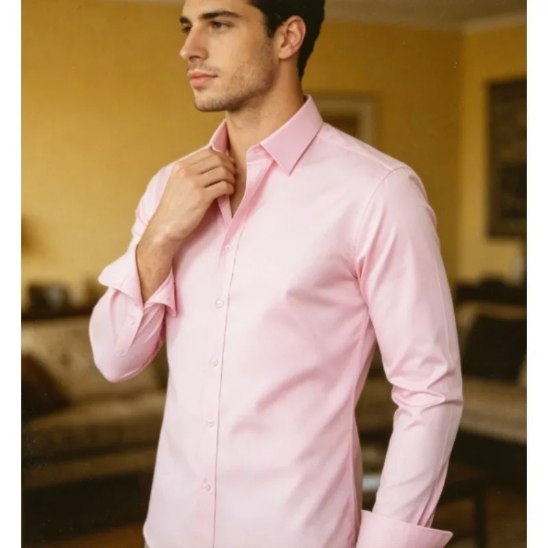 Breathable Elastic Cotton Blend Dress Shirt Wrinkle Resistant with Natural Buttons for Office and Travel
Breathable Elastic Cotton Blend Dress Shirt Wrinkle Resistant with Natural Buttons for Office and Travel