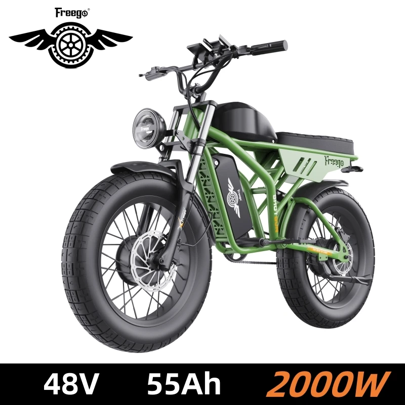 Freego F3 Pro Max Retro Electric Bike 2000W Motor 20 Inch 48V 55Ah Battery Long Distance Mountain Bike Dirt Bike
Freego F3 Pro Max Retro Electric Bike 2000W Motor 20 Inch 48V 55Ah Battery Long Distance Mountain Bike Dirt Bike