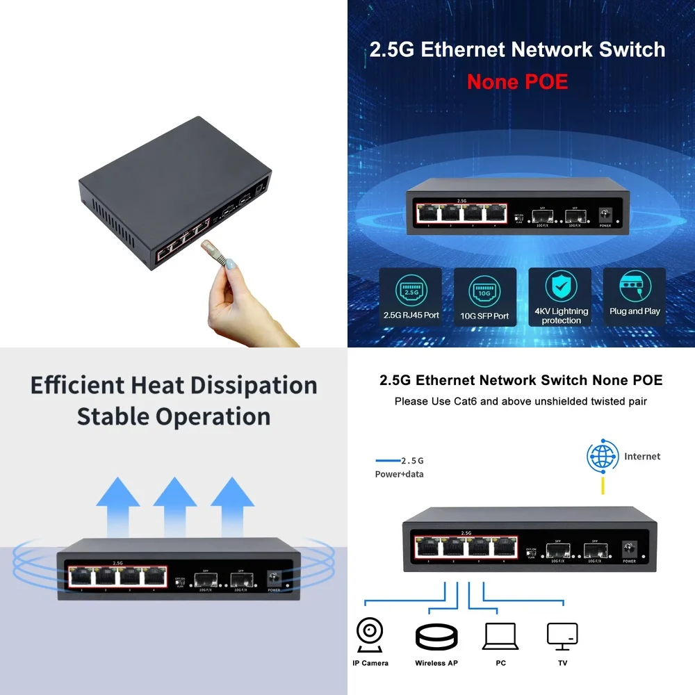 OEM ODM for KuWFi VLAN Function Cat6 Plug and Play 10G SFP Port 2.5Gbps Ethernet Switch for Network Switches Gigabit Switch
OEM ODM for KuWFi VLAN Function Cat6 Plug and Play 10G SFP Port 2.5Gbps Ethernet Switch for Network Switches Gigabit Switch
