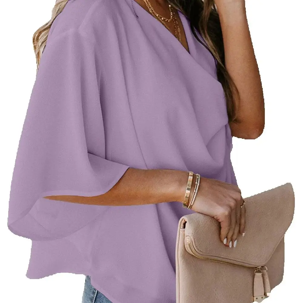 Summer Fashion Clothes Office Lady Casual Basic Shirt Solid Color Pullover Elegant Blouse Chiffon Flare Sleeve V-Neck Tops
Summer Fashion Clothes Office Lady Casual Basic Shirt Solid Color Pullover Elegant Blouse Chiffon Flare Sleeve V-Neck Tops