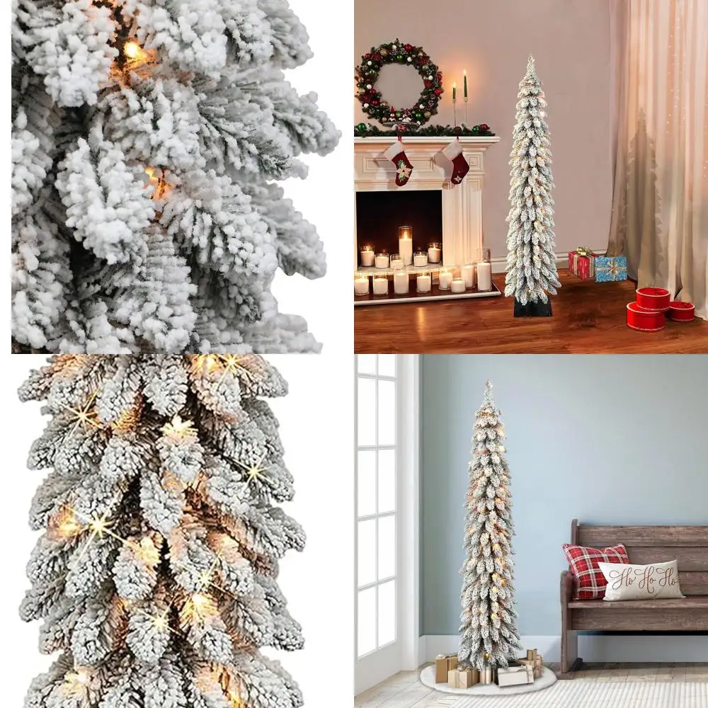 70-Light 5ft Flocked Alpine Pencil Christmas Tree with Pre-lit Design
70-Light 5ft Flocked Alpine Pencil Christmas Tree with Pre-lit Design