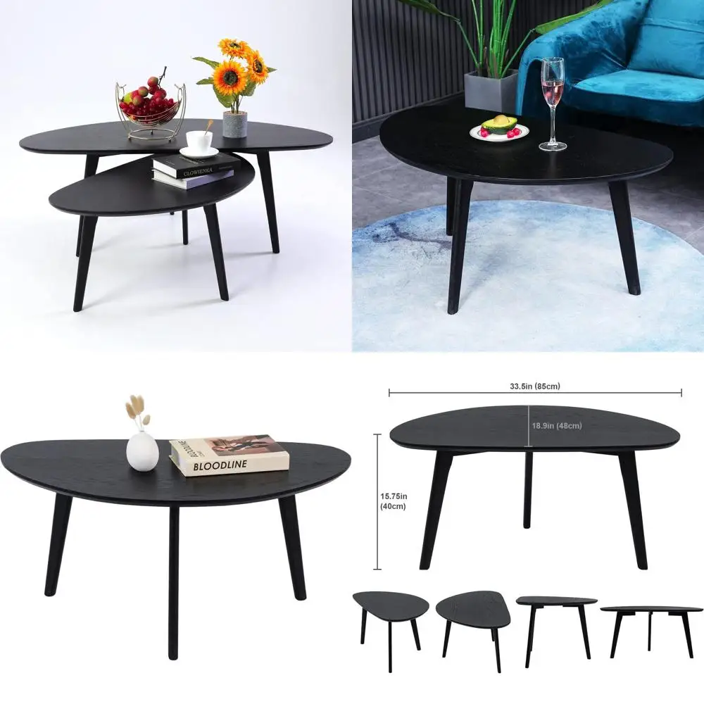 Compact Black Oval Coffee Table with Oak Legs - Modern Design for Small Spaces, 18.9 Diameter x 33.47 Width x 15.75 Height
Compact Black Oval Coffee Table with Oak Legs - Modern Design for Small Spaces, 18.9 Diameter x 33.47 Width x 15.75 Height