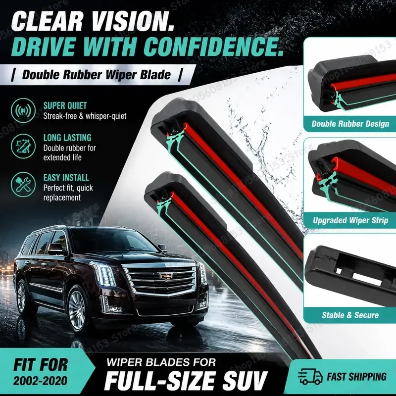 For Cadillac CT6 CTS DTSE Escalade 2002-2020 Windshield Wipers Front Blade Set 11 Layer Smart Rain Repellent All Weather
For Cadillac CT6 CTS DTSE Escalade 2002-2020 Windshield Wipers Front Blade Set 11 Layer Smart Rain Repellent All Weather