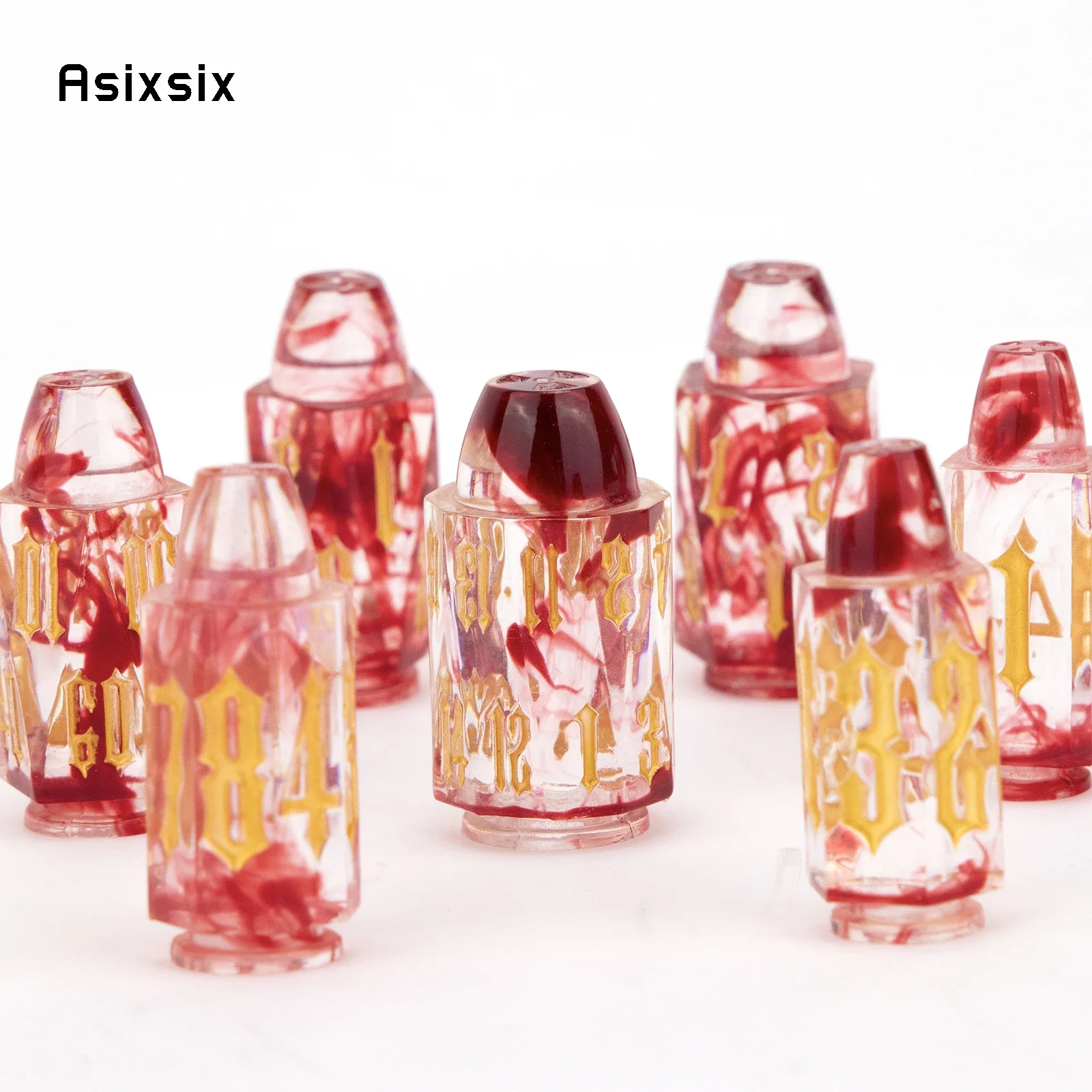 7 Pcs Red Transparent Bullet Resin Golden Number Sharp Edge Dice Polyhedral Dice Suitable for Role-Playing RPG Card Game
7 Pcs Red Transparent Bullet Resin Golden Number Sharp Edge Dice Polyhedral Dice Suitable for Role-Playing RPG Card Game
