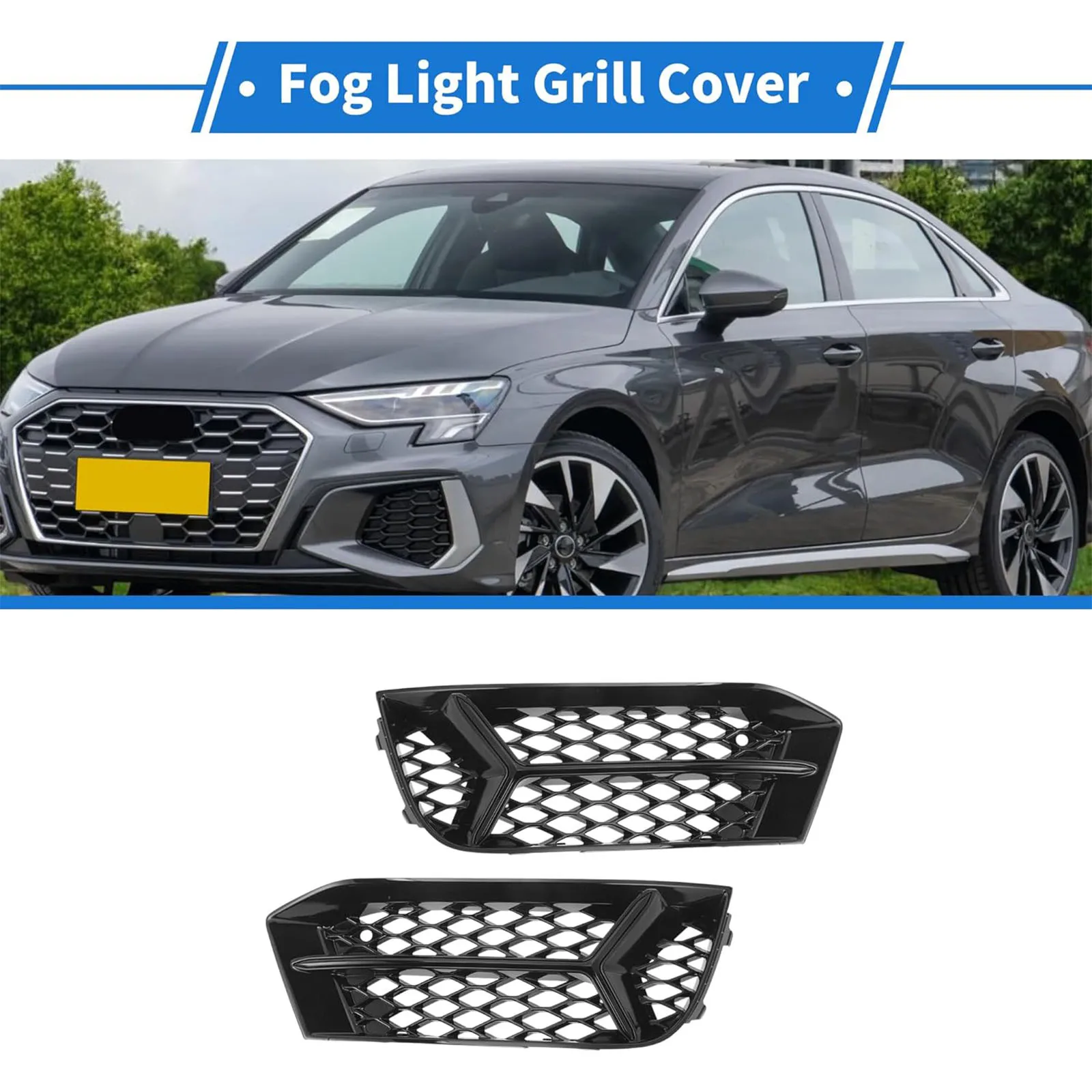 Fog Light Grill Front Lower Bumper Fog Light Cover Inserts No.8V5807681AA/8V5807682AA for Audi A3 17-20 Black ABS 1 Pair
Fog Light Grill Front Lower Bumper Fog Light Cover Inserts No.8V5807681AA/8V5807682AA for Audi A3 17-20 Black ABS 1 Pair