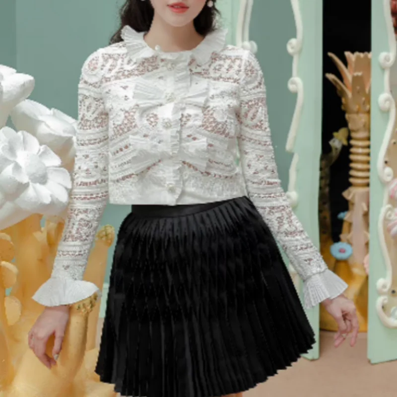 Black Knot Top And Pleated Skirt Set Women's Fashion Two-Piece Suit Spring 2024 Long Sleeve Stand Collar
Black Knot Top And Pleated Skirt Set Women's Fashion Two-Piece Suit Spring 2024 Long Sleeve Stand Collar