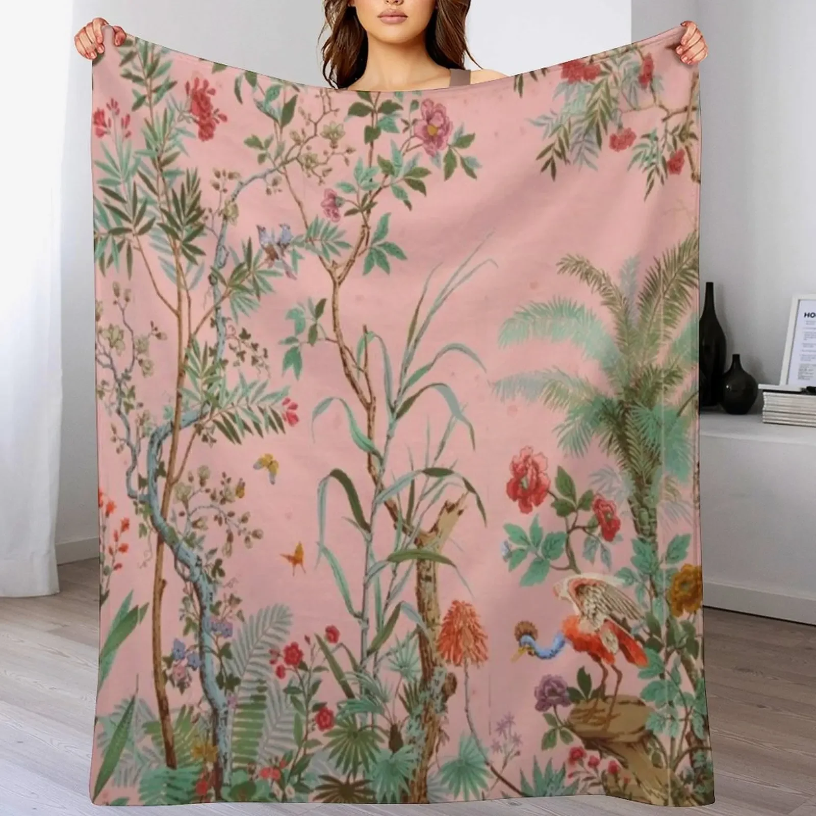 Pink Chinoiserie Throw Blanket Soft Home Decor Blanket for Couch Bedroom
Pink Chinoiserie Throw Blanket Soft Home Decor Blanket for Couch Bedroom