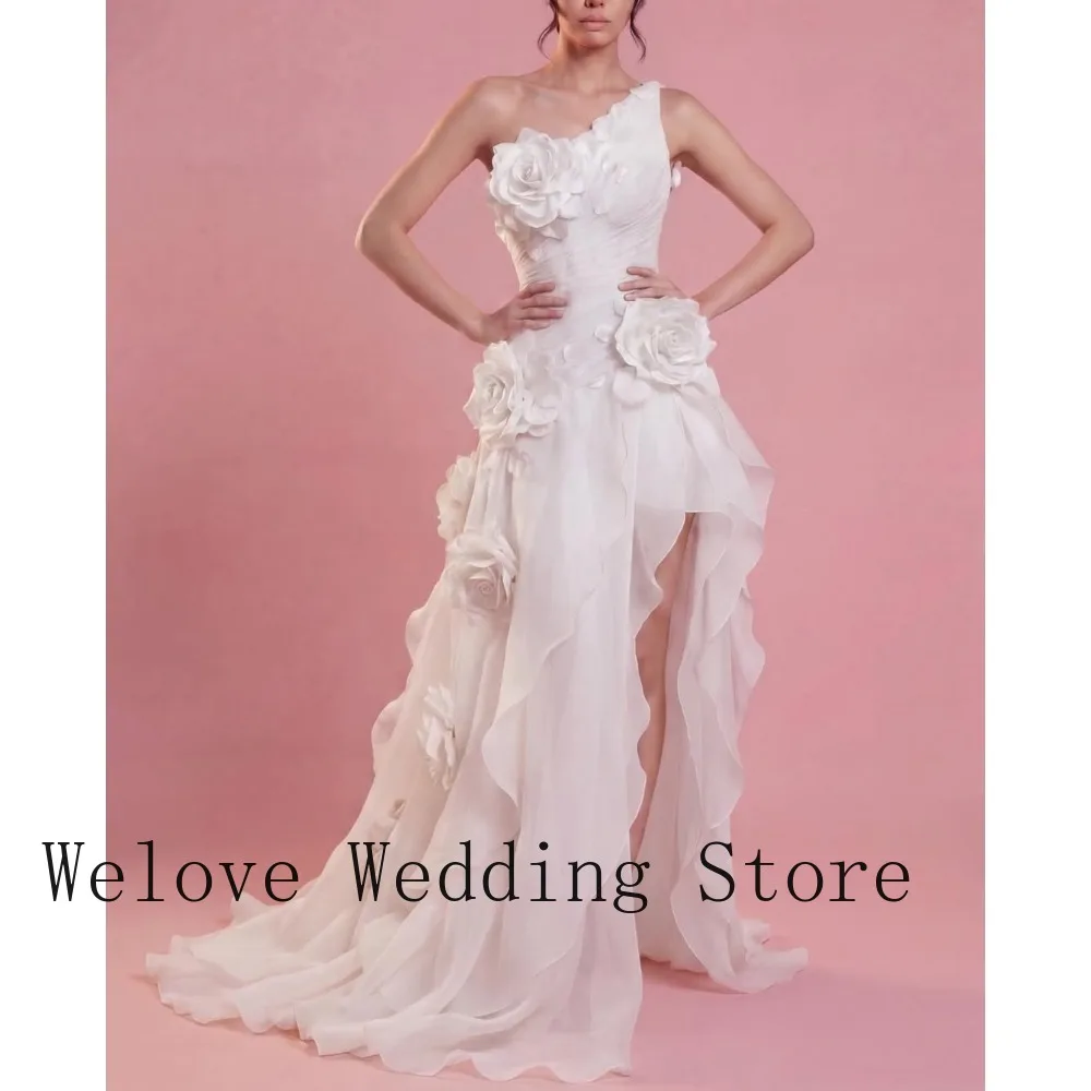 Customized White One-Shoulder 3D Floral Appliqué High Slit Chiffon Formal Evening Wedding Guest Maxi Dress Plus Size
Customized White One-Shoulder 3D Floral Appliqué High Slit Chiffon Formal Evening Wedding Guest Maxi Dress Plus Size