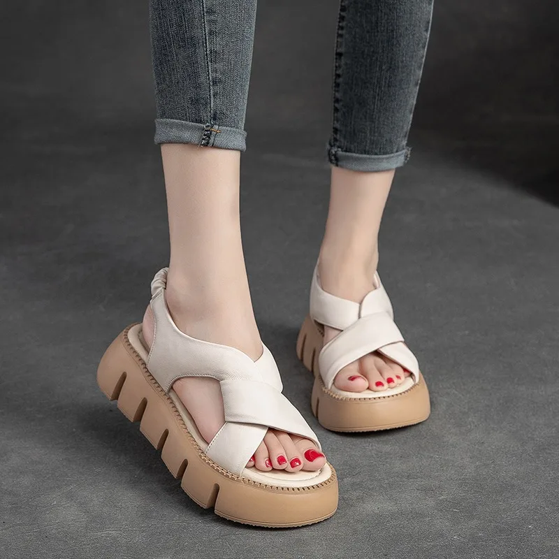 Birkuir Retro Open Toe Thick Heel Sandals For Women Platform Shoes Elastic Slip On Genuine Leather Luxury Flat Heel Beach Slides
Birkuir Retro Open Toe Thick Heel Sandals For Women Platform Shoes Elastic Slip On Genuine Leather Luxury Flat Heel Beach Slides