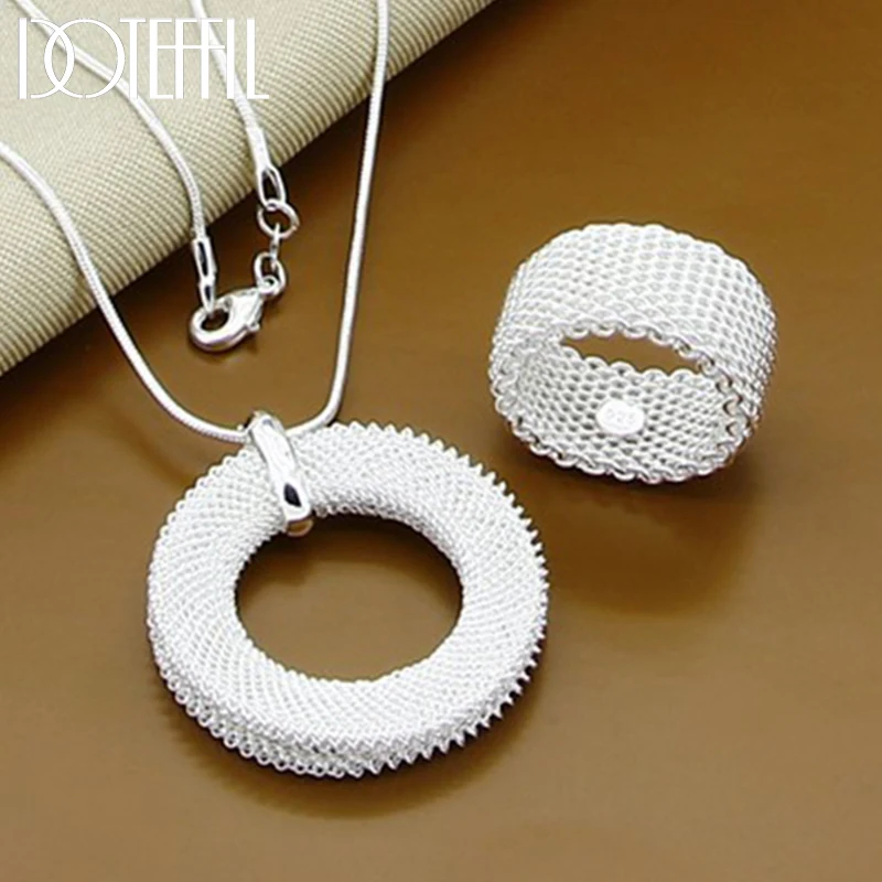 DOTEFFIL 925 Sterling Silver Interwoven Web Necklace Ring Set For Woman Man Wedding Fashion Charm Jewelry
DOTEFFIL 925 Sterling Silver Interwoven Web Necklace Ring Set For Woman Man Wedding Fashion Charm Jewelry