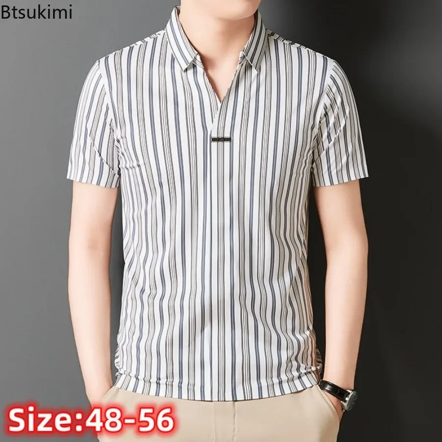 2025 New Men's Short-sleeved Business Casual Striped Shirts Fashion Breathable Lapel Pullover Tops Anti-wrinkle Polo Shirts Male
2025 New Men's Short-sleeved Business Casual Striped Shirts Fashion Breathable Lapel Pullover Tops Anti-wrinkle Polo Shirts Male