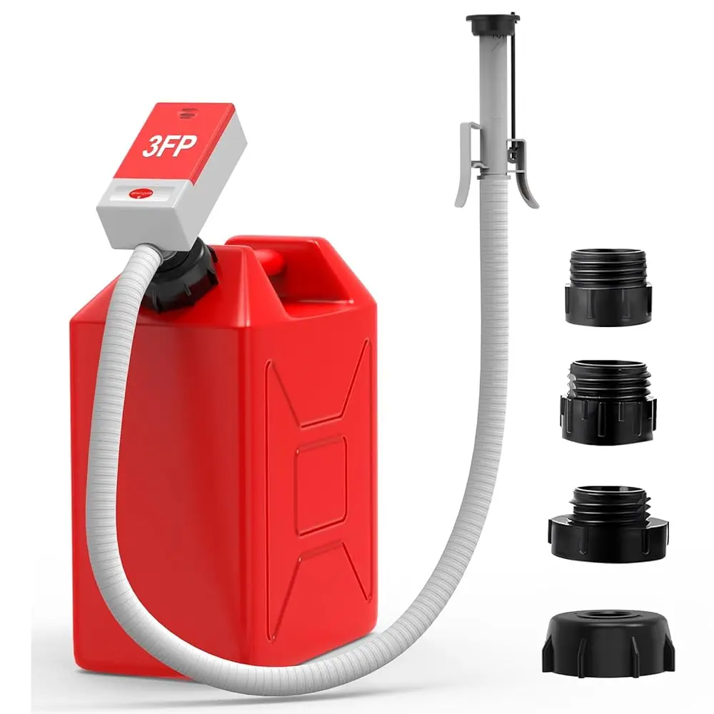 Fuel Transfer Pump with Auto Stop Sensor and 4 Tank Adapter, 3.2 Gallon per minute & 51'' Extra Long Hose, Portable Gas Can P
Fuel Transfer Pump with Auto Stop Sensor and 4 Tank Adapter, 3.2 Gallon per minute & 51'' Extra Long Hose, Portable Gas Can P