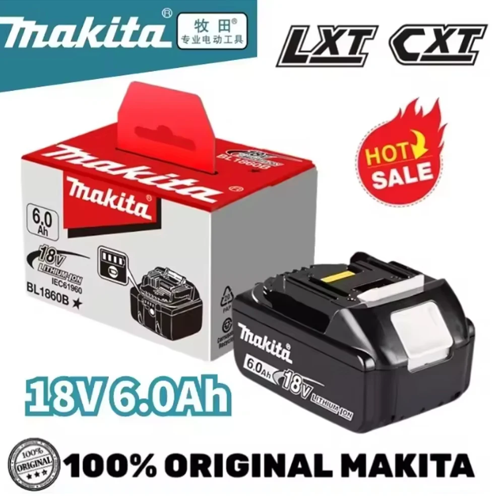 100% Original Makita 6Ah for Makita 18V Battery BL1840 BL1830B BL1850B BL1850 BL1860 BL1815 Replacement Lithium Battery
100% Original Makita 6Ah for Makita 18V Battery BL1840 BL1830B BL1850B BL1850 BL1860 BL1815 Replacement Lithium Battery