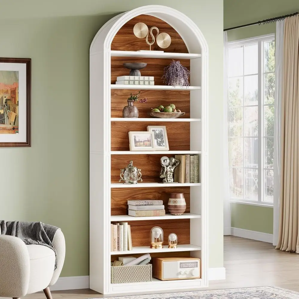 8-Tier White & Brown Arched Bookshelf with Storage Shelves for Living Room and Bedroom
8-Tier White & Brown Arched Bookshelf with Storage Shelves for Living Room and Bedroom