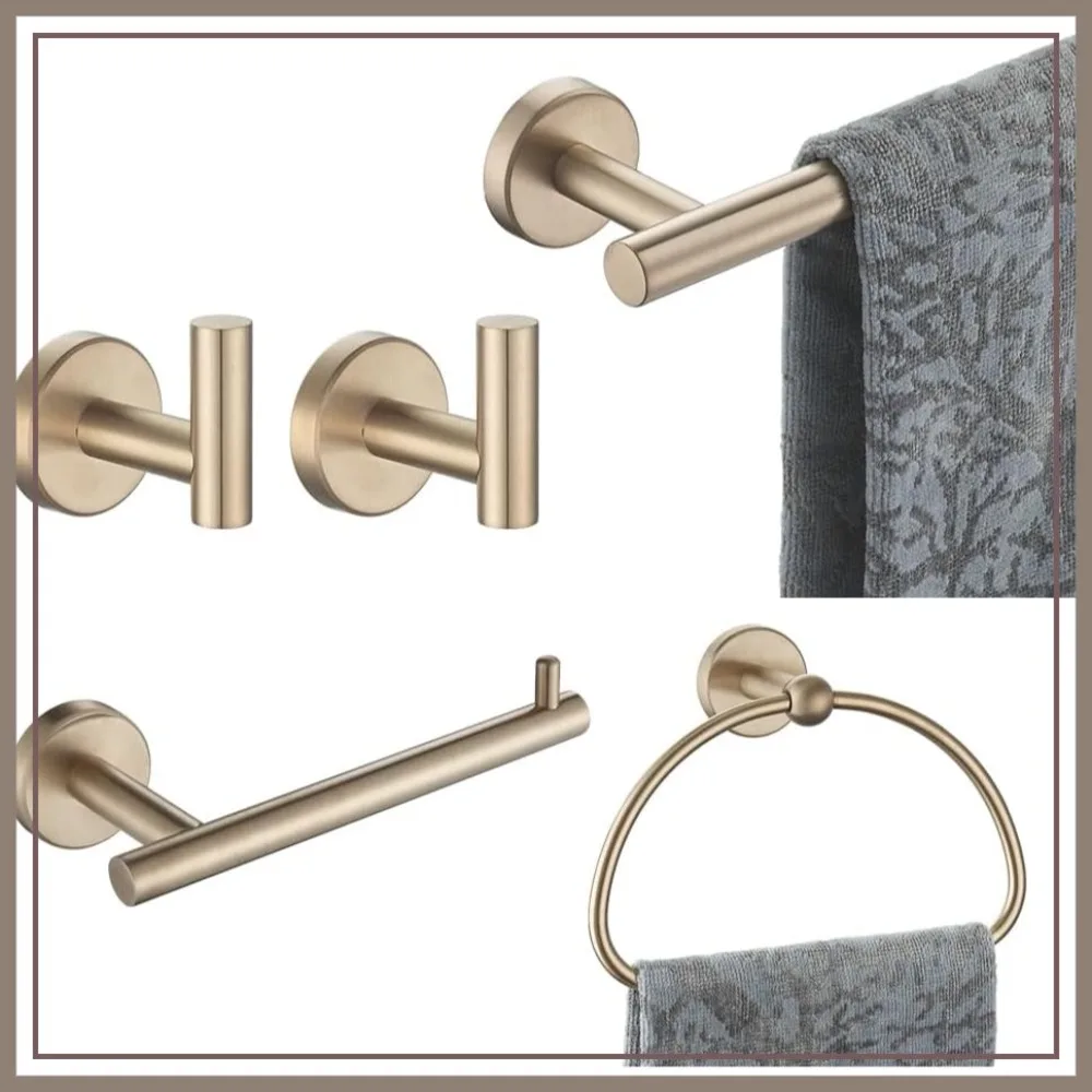 5-Piece Bathroom Hardware Set Wall Mount Includes 24 in Towel Bar, 7 in Towel Ring, Toilet Paper Holder, 2 Towel Hooks
5-Piece Bathroom Hardware Set Wall Mount Includes 24 in Towel Bar, 7 in Towel Ring, Toilet Paper Holder, 2 Towel Hooks