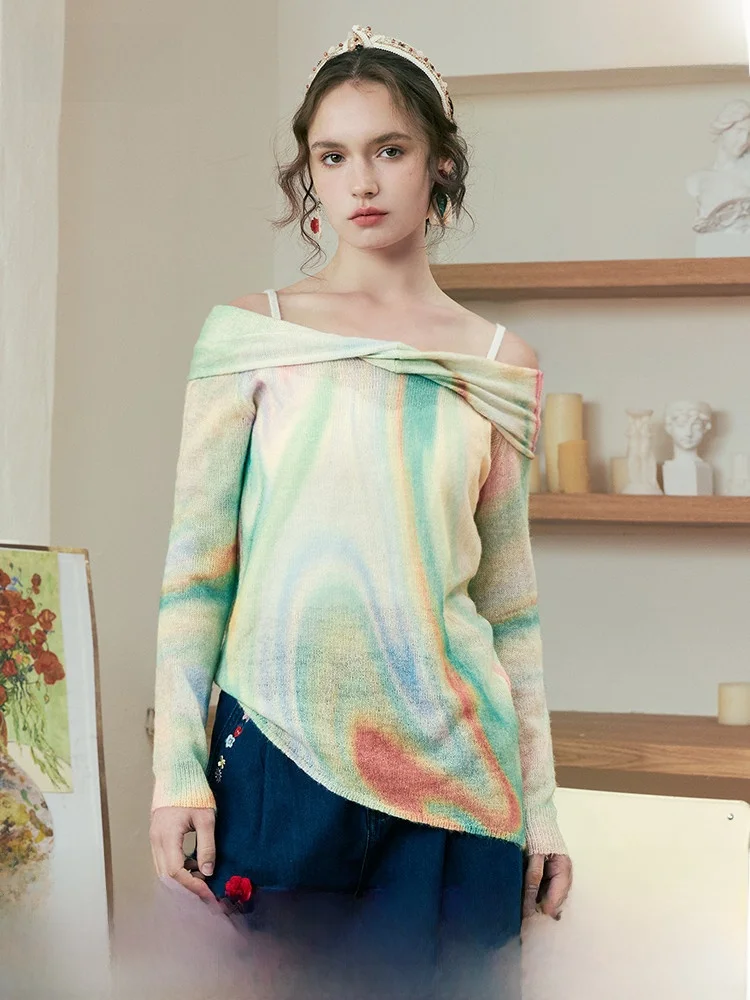 Asymmetric Hem One-oulder Knitted Sweater Women's Sweet Sle Spring New Floral Pattern Aesthetic Visual Effect
Asymmetric Hem One-oulder Knitted Sweater Women's Sweet Sle Spring New Floral Pattern Aesthetic Visual Effect