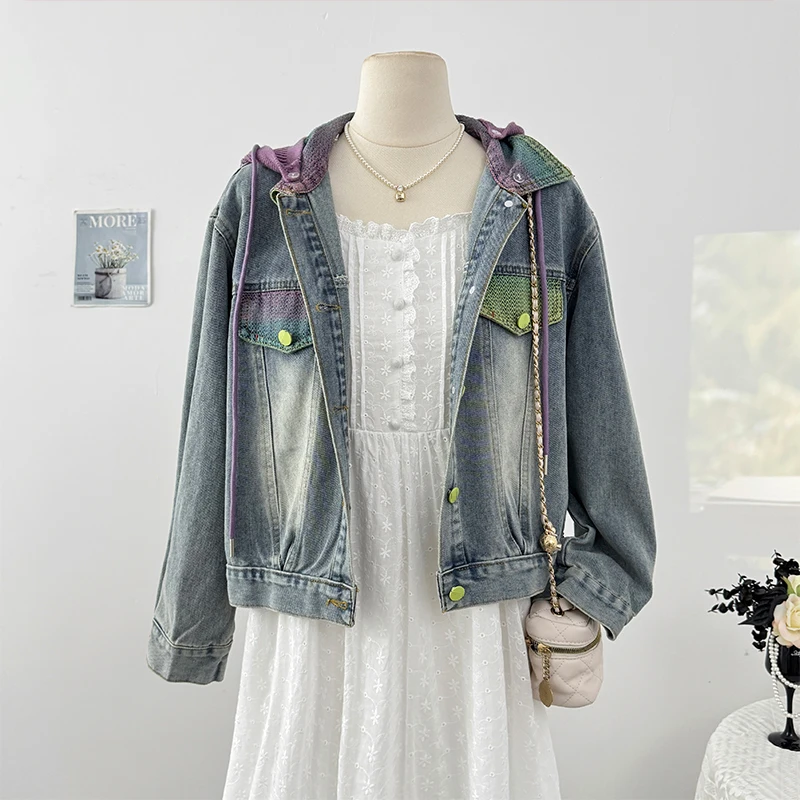 Sweet Cool Women Gradient Drawstring Purple Hooded Denim Jacket Spring Autumn Retro Short Jean Outerwear
Sweet Cool Women Gradient Drawstring Purple Hooded Denim Jacket Spring Autumn Retro Short Jean Outerwear