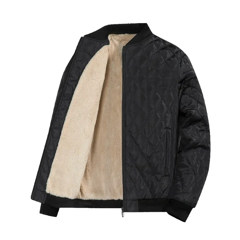 Men's Warm Thickened Padded Baseball Jacket Trendy Stand Collar Diamond Grid Fleece Lined Lightweight Zipper Clod-proof Coats
Men's Warm Thickened Padded Baseball Jacket Trendy Stand Collar Diamond Grid Fleece Lined Lightweight Zipper Clod-proof Coats