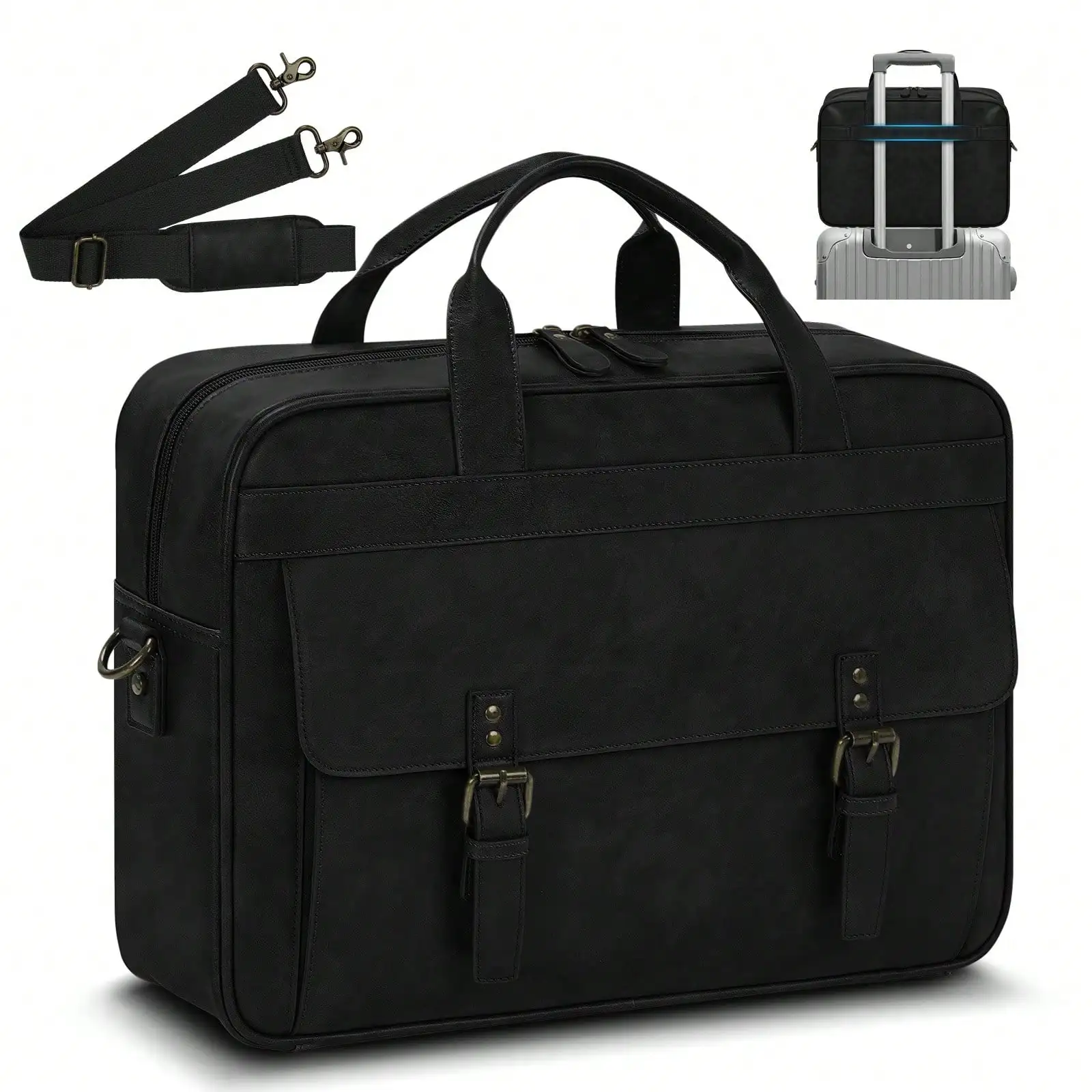 Vintage Leather Briefcase For Men, Business Laptop Work Bag With Shoulder Strap, Carry-On Travel Messenger Bag With Luggage Sleeve For Office & Business Trips
Vintage Leather Briefcase For Men, Business Laptop Work Bag With Shoulder Strap, Carry-On Travel Messenger Bag With Luggage Sleeve For Office & Business Trips