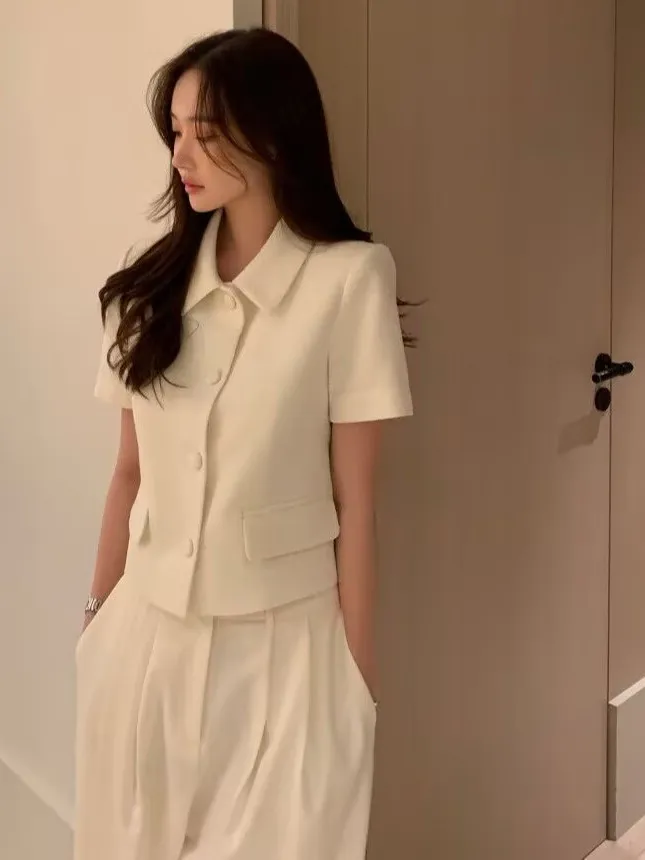 Ele ort Sve Suit Jaet for Women Summer 2025 Chic Sle High Quali Faionable Top Trendy Commute Loose Fit Splice
Ele ort Sve Suit Jaet for Women Summer 2025 Chic Sle High Quali Faionable Top Trendy Commute Loose Fit Splice