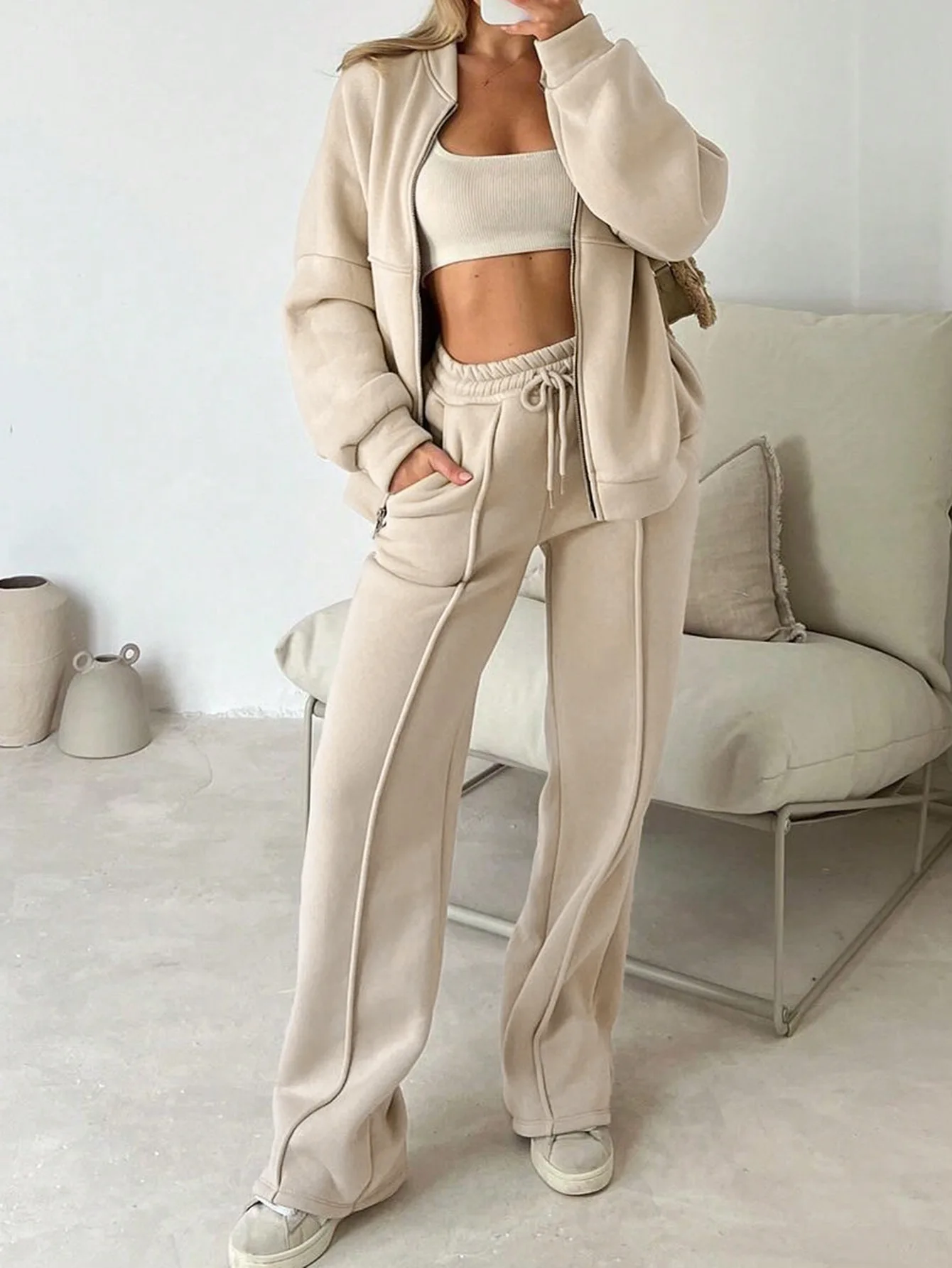 2025 New Fashion Zipper Jacket + Wide Leg Pants Two-piece Sets Women Autumn Casual Loose Top And Trousers Suit For Women
2025 New Fashion Zipper Jacket + Wide Leg Pants Two-piece Sets Women Autumn Casual Loose Top And Trousers Suit For Women