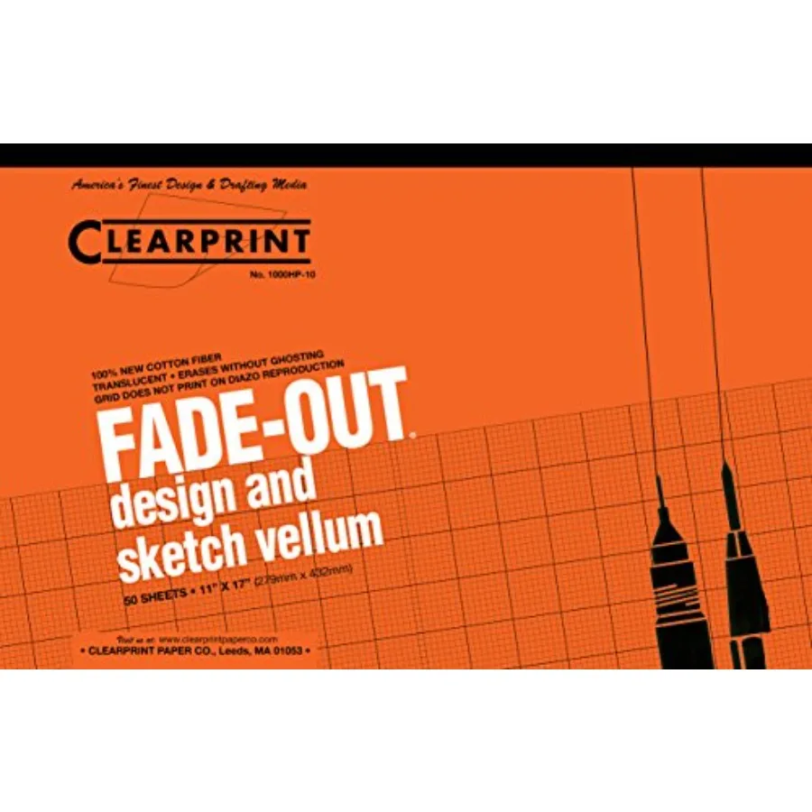11" x 17" 1000H Design Vellum Pad with Printed Fade-Out 10x10 Grid, 16 lb., 100% Cotton, 50 Sheets, 1 Each
11" x 17" 1000H Design Vellum Pad with Printed Fade-Out 10x10 Grid, 16 lb., 100% Cotton, 50 Sheets, 1 Each
