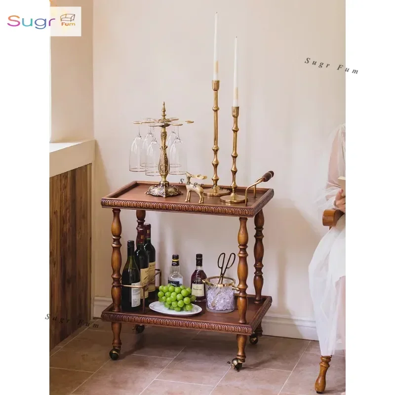 French medieval style cart, living room sofa, movable side table, double-layer shelf, coffee table, retro dining side cabinet, d
French medieval style cart, living room sofa, movable side table, double-layer shelf, coffee table, retro dining side cabinet, d