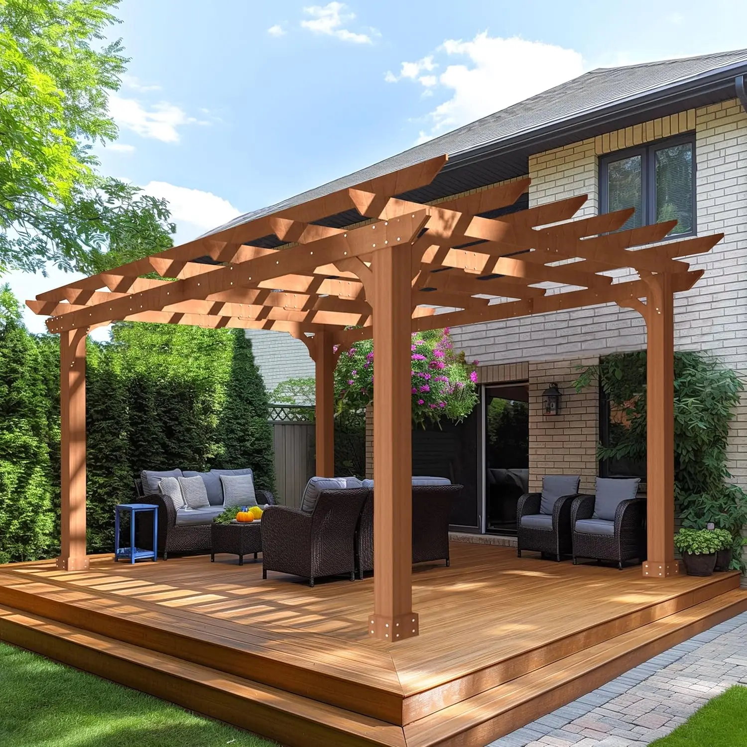 10x12ft Wooden Pergola Kit Stakes Cedar Snow Wind All Season Outdoor Shade Backyard Lawn Deck Custom
10x12ft Wooden Pergola Kit Stakes Cedar Snow Wind All Season Outdoor Shade Backyard Lawn Deck Custom