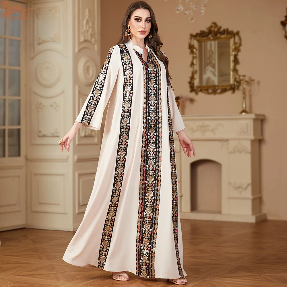 Ramadan Dubai Embroidery Stripe Long Abayas Muslim Elegant Women Evening Dress Moroccan Casual Loose Kebaya
Ramadan Dubai Embroidery Stripe Long Abayas Muslim Elegant Women Evening Dress Moroccan Casual Loose Kebaya