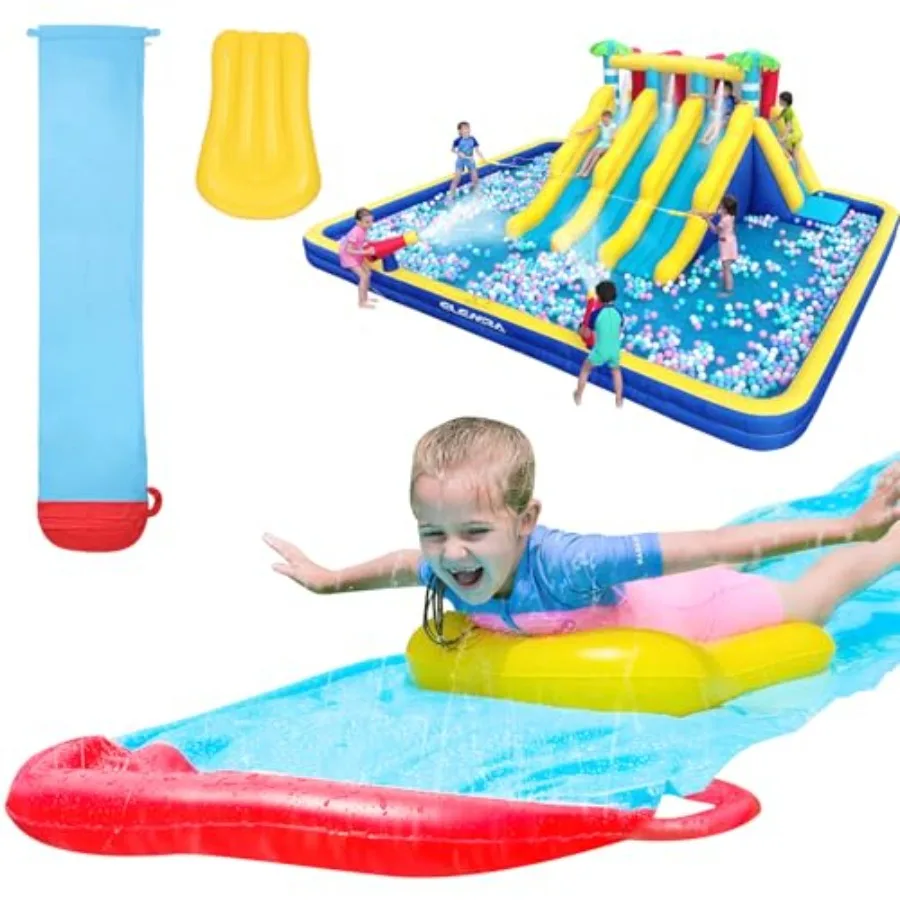 19.1ft Inflatable Water Slide with Built-in Sprinklers Bodyboard for Outdoor Summer Water Play in Blue and Yellow Durable PVC M
19.1ft Inflatable Water Slide with Built-in Sprinklers Bodyboard for Outdoor Summer Water Play in Blue and Yellow Durable PVC M