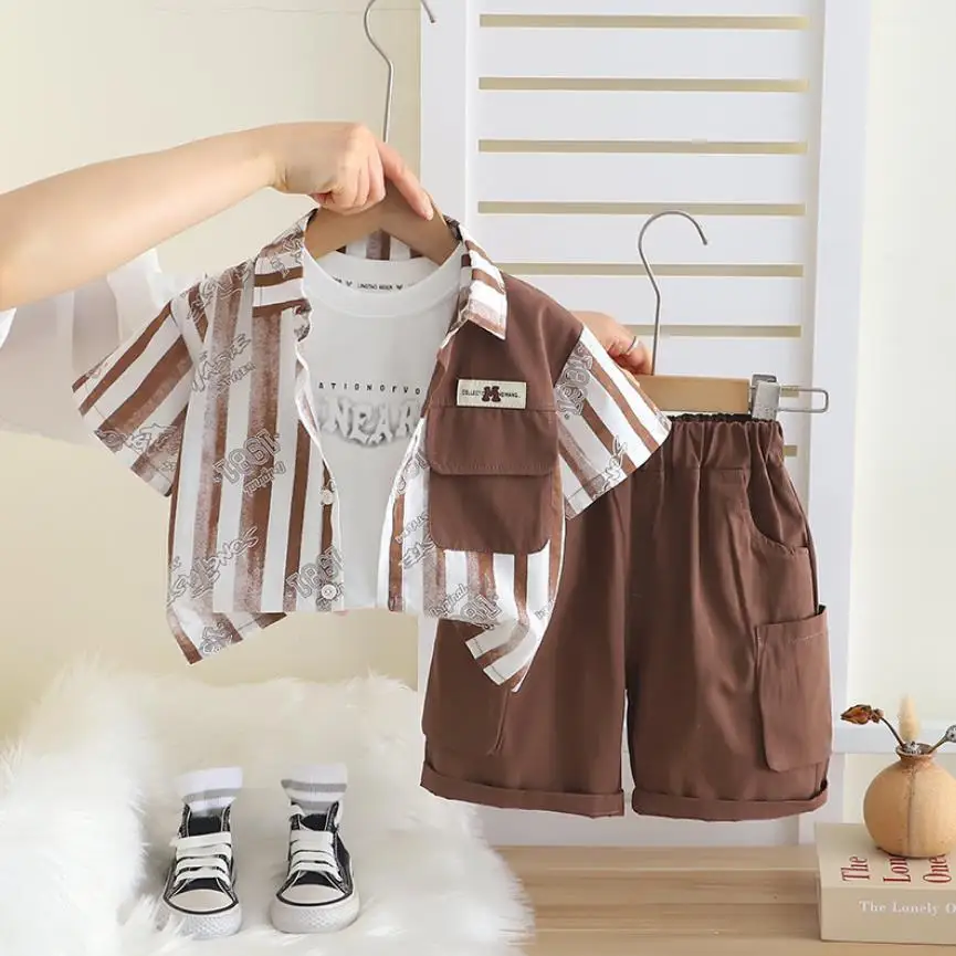 Boys Summer Tracksuits 1 To 5 Years Designer Children Kids Patchwork Striped Casual Shirts+Vest+Shorts 3Pcs Set Boy Baby Clothes
Boys Summer Tracksuits 1 To 5 Years Designer Children Kids Patchwork Striped Casual Shirts+Vest+Shorts 3Pcs Set Boy Baby Clothes