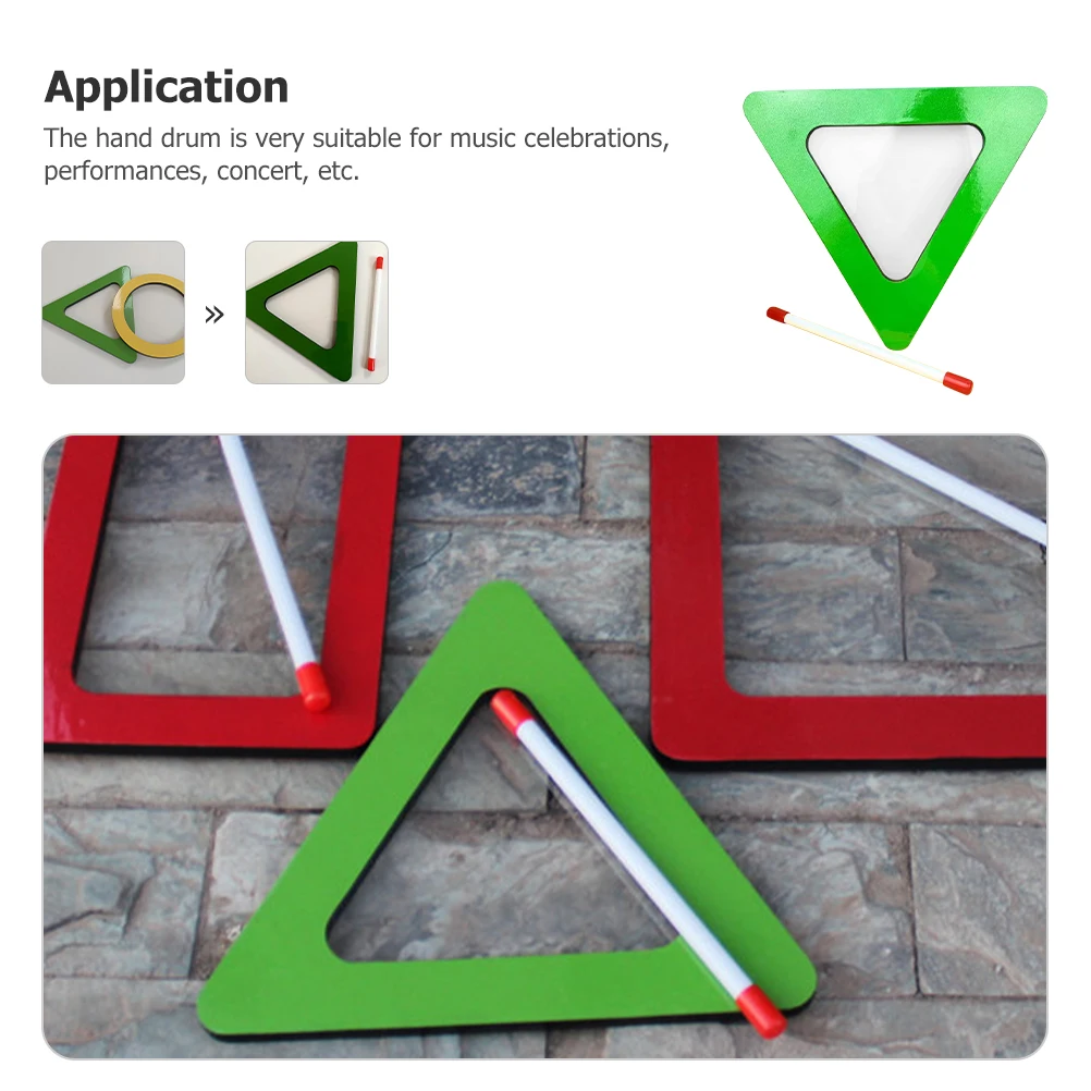 Triangular Hand Drum Kids Musical Instrument Green Color Smooth Surface Material Percussion Toy Drum Set
Triangular Hand Drum Kids Musical Instrument Green Color Smooth Surface Material Percussion Toy Drum Set