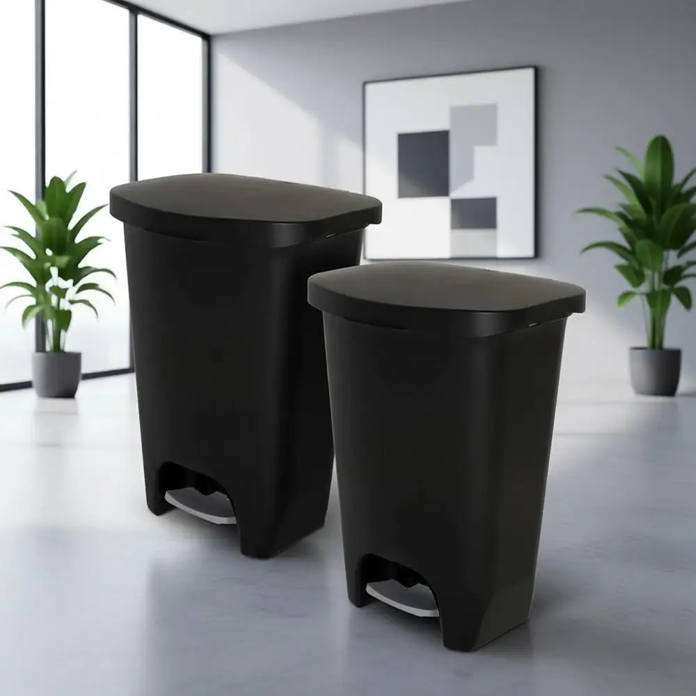 2-Pack 13-Gallon Kitchen Trash Cans with Odor-Resistant Lids, Step-On Pedal, and Bag Holders, Black
2-Pack 13-Gallon Kitchen Trash Cans with Odor-Resistant Lids, Step-On Pedal, and Bag Holders, Black