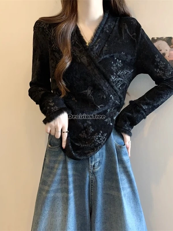 2025 new chinese national style jacquard v-neck tang suit shirt women winter fleece base layer irregular fashion waist blouse
2025 new chinese national style jacquard v-neck tang suit shirt women winter fleece base layer irregular fashion waist blouse