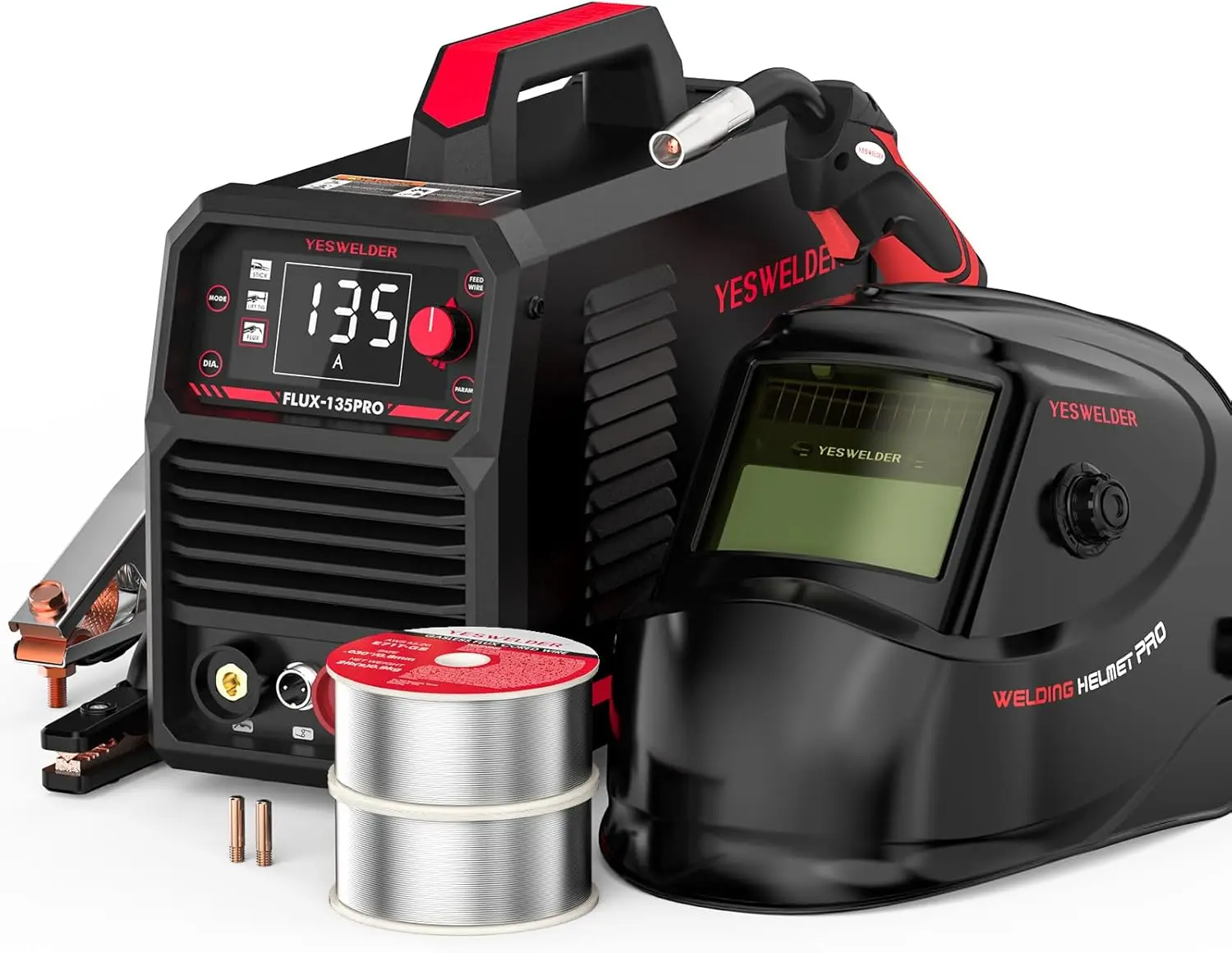 135Amp 3-in-1 Digital Welding Machine with Auto Darkening Helmet, 110V for MIG/TIG/Stick
135Amp 3-in-1 Digital Welding Machine with Auto Darkening Helmet, 110V for MIG/TIG/Stick