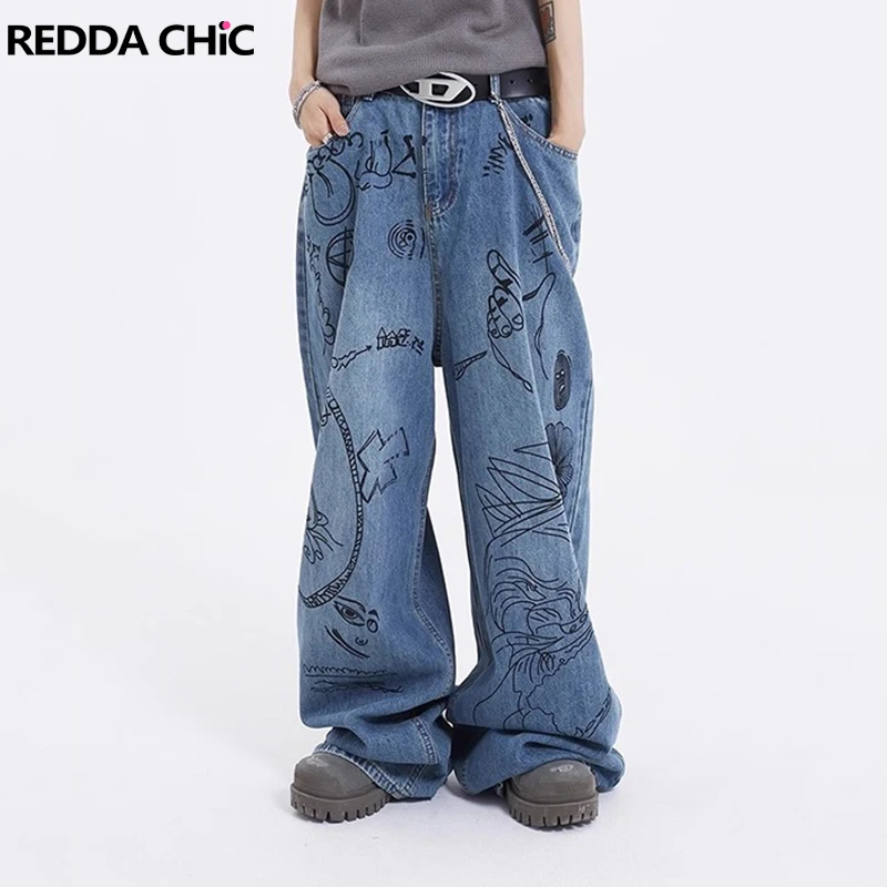 Мужские джинсы REDDACHIC с рисунком ручной работы, винтажные свободные прямые мешковатые брюки с мультяшным принтом и карманами, одежда в стиле хип-хоп Cutecore
Мужские джинсы REDDACHIC с рисунком ручной работы, винтажные свободные прямые мешковатые брюки с мультяшным принтом и карманами, одежда в стиле хип-хоп Cutecore