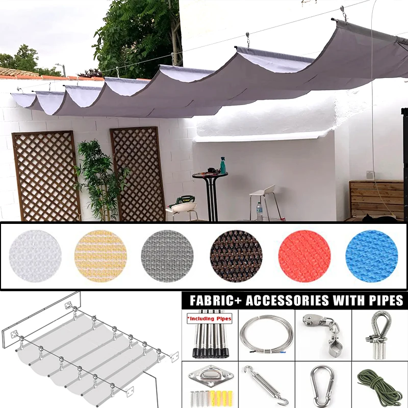 Telescopic Sun Shade Net Pergola Balcony Terrace Awning Swimming Pool Retractable Wave Sunshade Sail With Installation Kit
Telescopic Sun Shade Net Pergola Balcony Terrace Awning Swimming Pool Retractable Wave Sunshade Sail With Installation Kit
