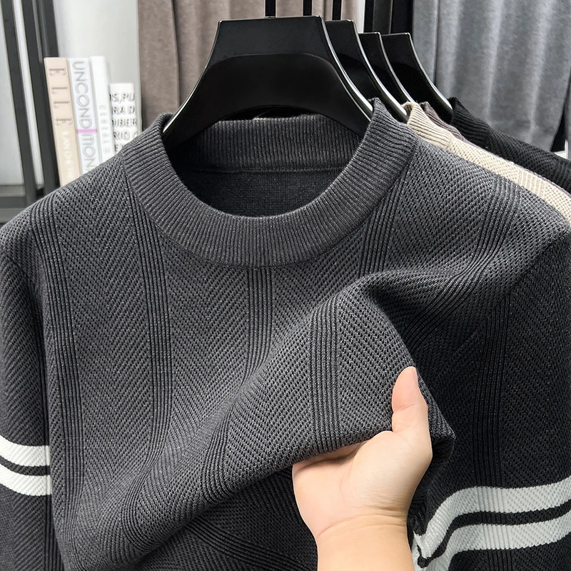 High quality striped men's knitted sweater autumn winter soft comfort warm luxury new style fashion casual round neck pullover
High quality striped men's knitted sweater autumn winter soft comfort warm luxury new style fashion casual round neck pullover