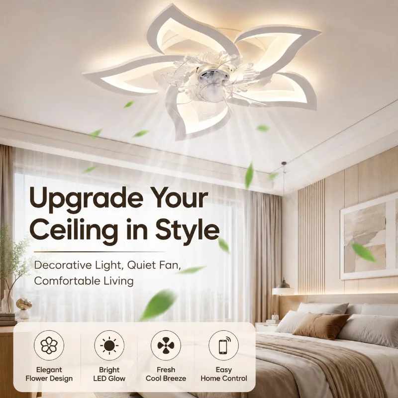 Modern Petal Shaped Ceiling Fan Light Living Room Bedroom Adjustable Color Temperature Home Remote Control for Ceiling Light
Modern Petal Shaped Ceiling Fan Light Living Room Bedroom Adjustable Color Temperature Home Remote Control for Ceiling Light