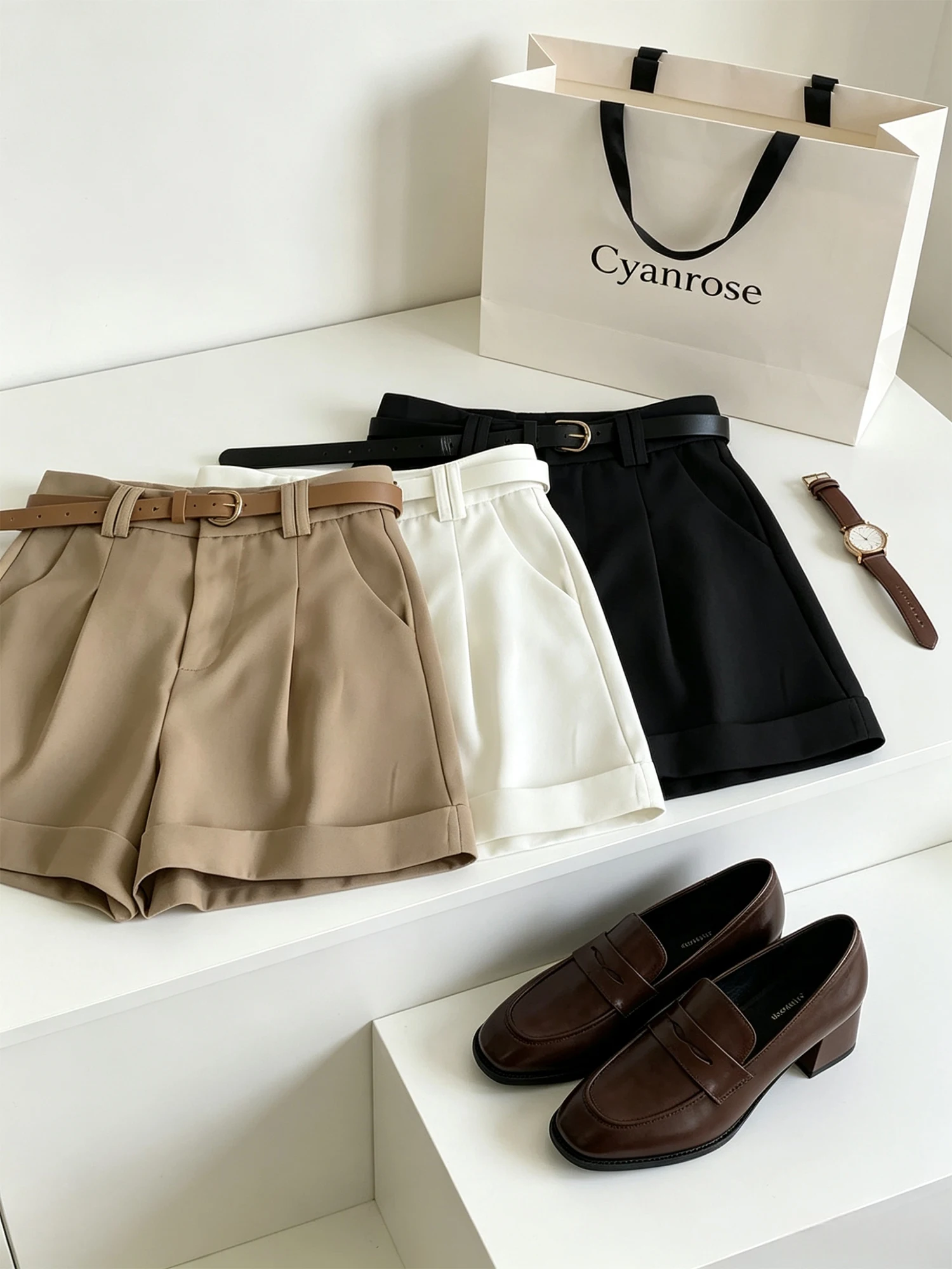 Women's Khaki Shorts Korean High Waist Wide Leg Casual A-line Shorts with Belt Vintage Y2k Gyaru Short Pants Spring Summer 2026
Women's Khaki Shorts Korean High Waist Wide Leg Casual A-line Shorts with Belt Vintage Y2k Gyaru Short Pants Spring Summer 2026