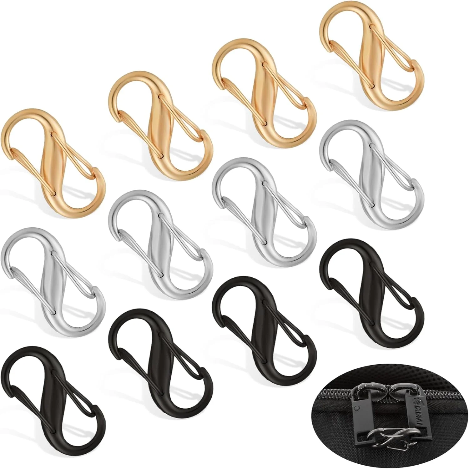 12 Piece Zipper Lock Clips, Backpack Locks Zipper, Zipper Pulls, Small Dual Opening Spring Clips, Anti-Theft S Small Carabiner
12 Piece Zipper Lock Clips, Backpack Locks Zipper, Zipper Pulls, Small Dual Opening Spring Clips, Anti-Theft S Small Carabiner