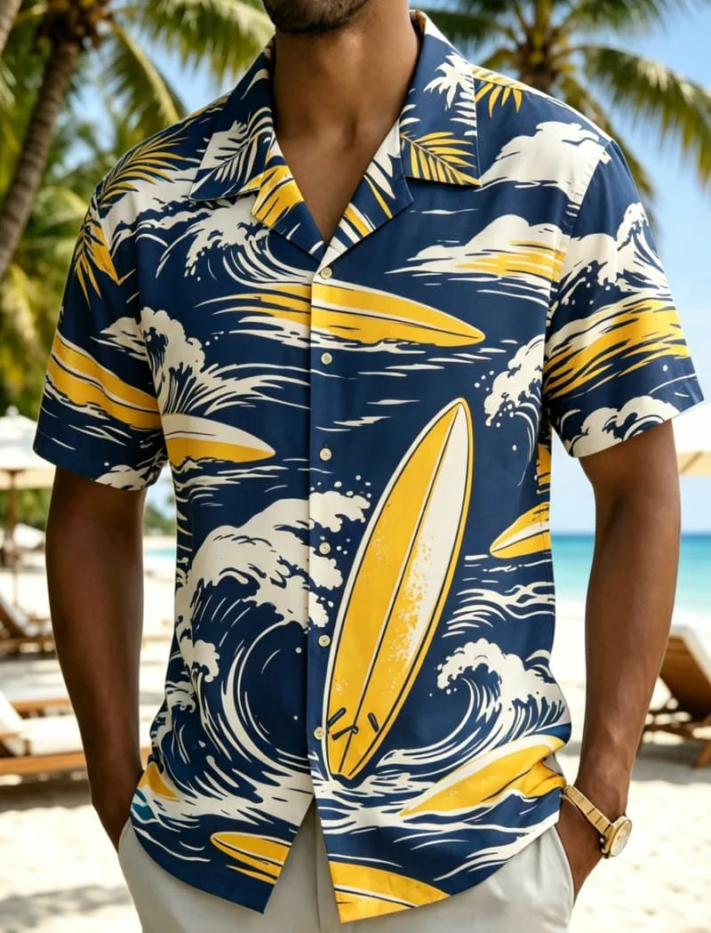 Men's beach vacation themed printed Hawaiian shirt, for summer vacations, beach parties, daily outfits, and music festivals
Men's beach vacation themed printed Hawaiian shirt, for summer vacations, beach parties, daily outfits, and music festivals