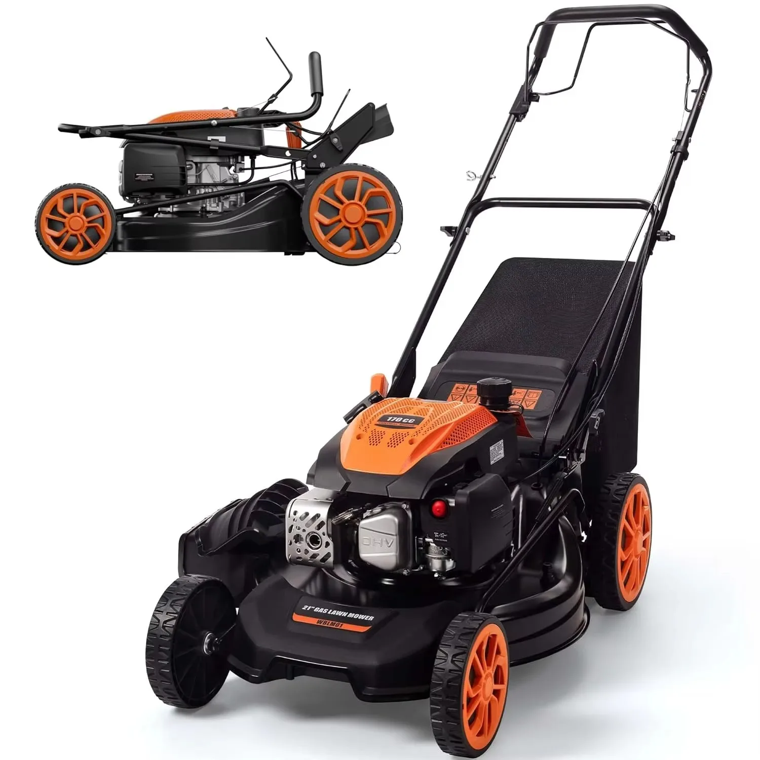 21" Self-Propelled Gas Lawn Mower – 170CC 4-Stroke Engine, 7 Cutting Heights, 3-in-1 Mulch/Bag/Discharge, 1.9-Bushel, Custom
21" Self-Propelled Gas Lawn Mower – 170CC 4-Stroke Engine, 7 Cutting Heights, 3-in-1 Mulch/Bag/Discharge, 1.9-Bushel, Custom