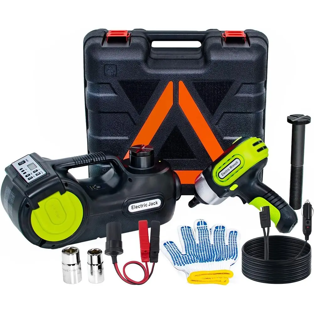 Electric Car Jack Kit 5Ton 12V Hydraulic Liting Range: 6.1-20.86 inch with Impact Wrench & Iator or SUV, MPV, LCD & Tire Pressur
Electric Car Jack Kit 5Ton 12V Hydraulic Liting Range: 6.1-20.86 inch with Impact Wrench & Iator or SUV, MPV, LCD & Tire Pressur